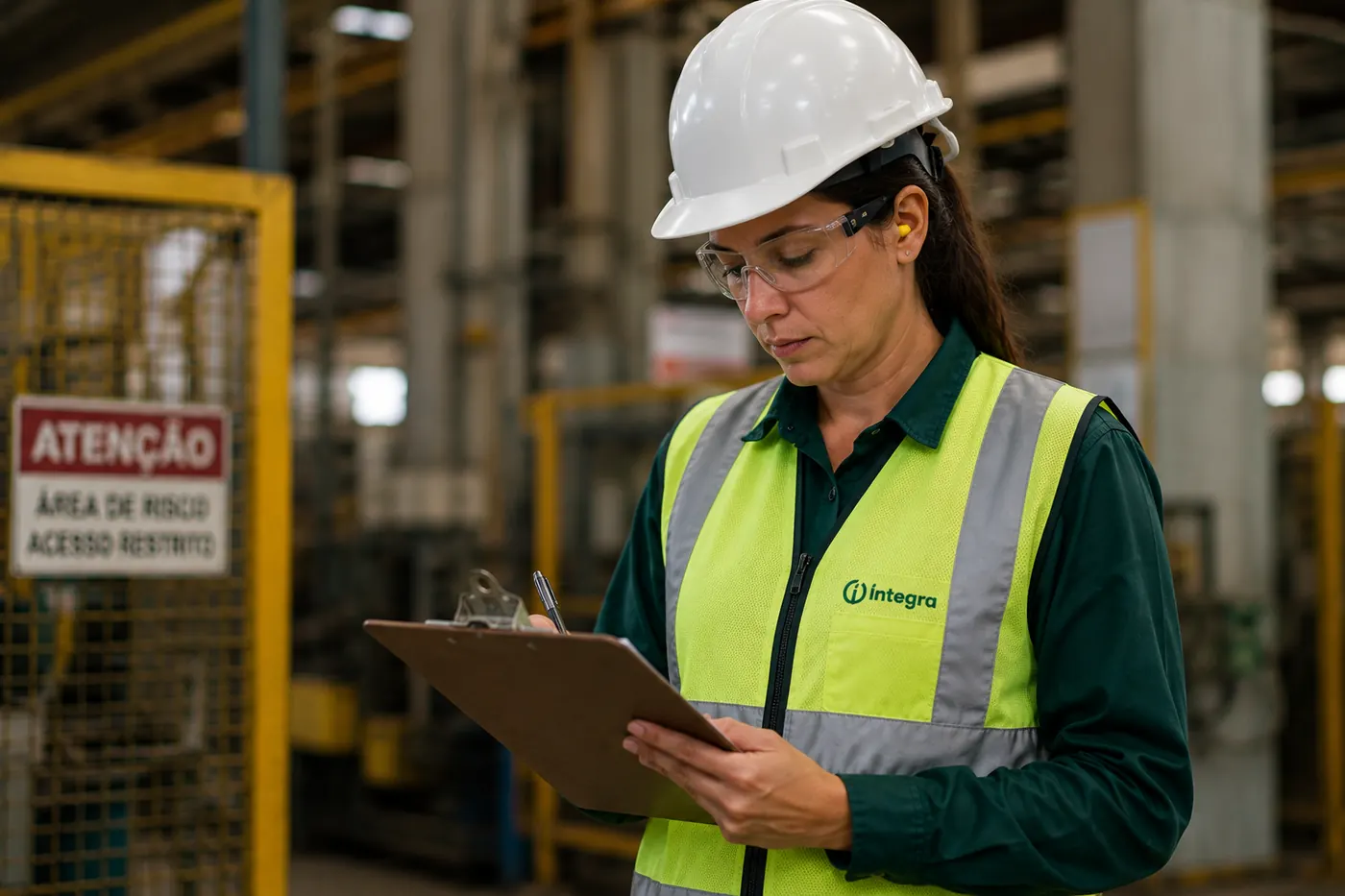 Profissional de segurança do trabalho em inspeção